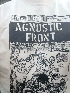 Agnostic Front Graphic Tee - White with Black Print Large